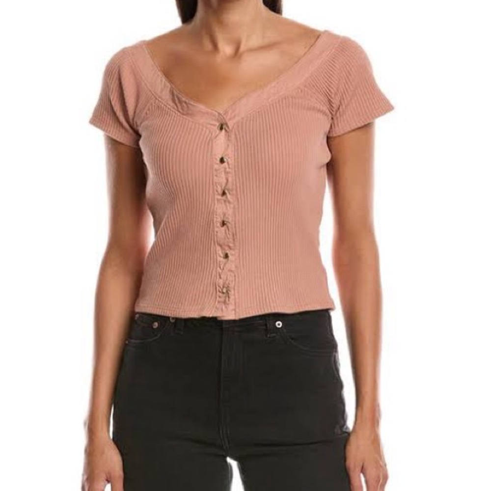 Nation LTD Blush Ribbed Off-Shoulder Top - Picture 2 of 3